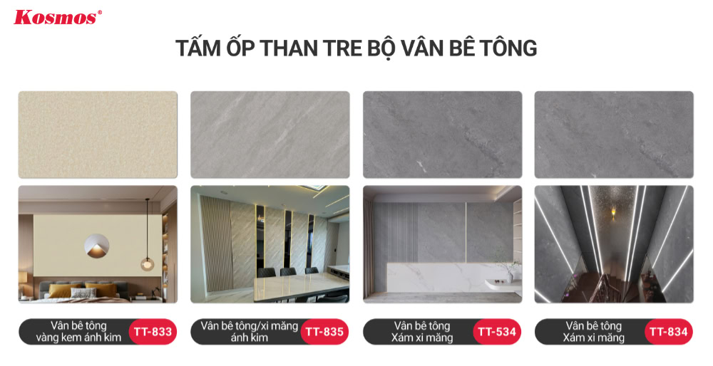 Bộ sưu tập tấm ốp than tre vân bê tông đẹp