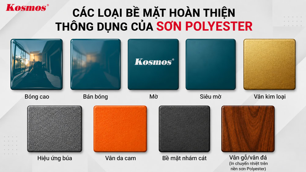 Các loại bề mặt hoàn thiện thông dụng của sơn polyester