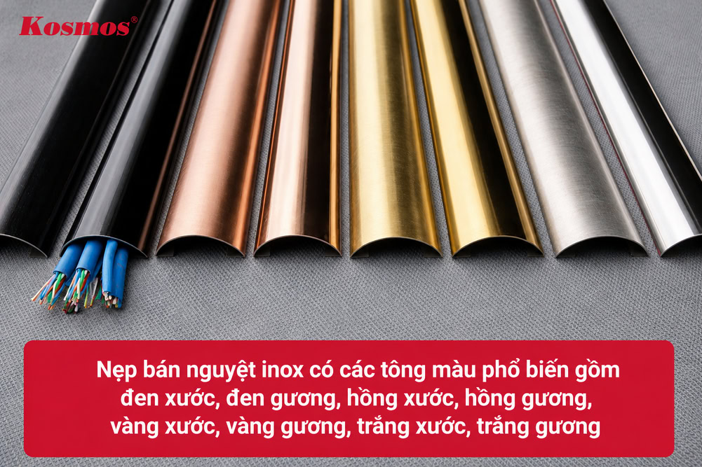Các màu sắc chủ đạo của nẹp điện inox bán nguyệt