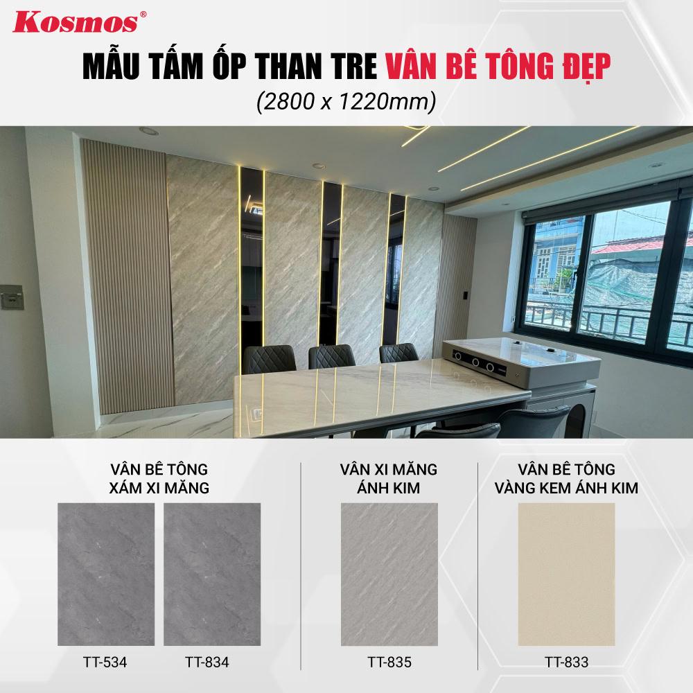 Các mẫu tấm ốp than tre vân bê tông đẹp