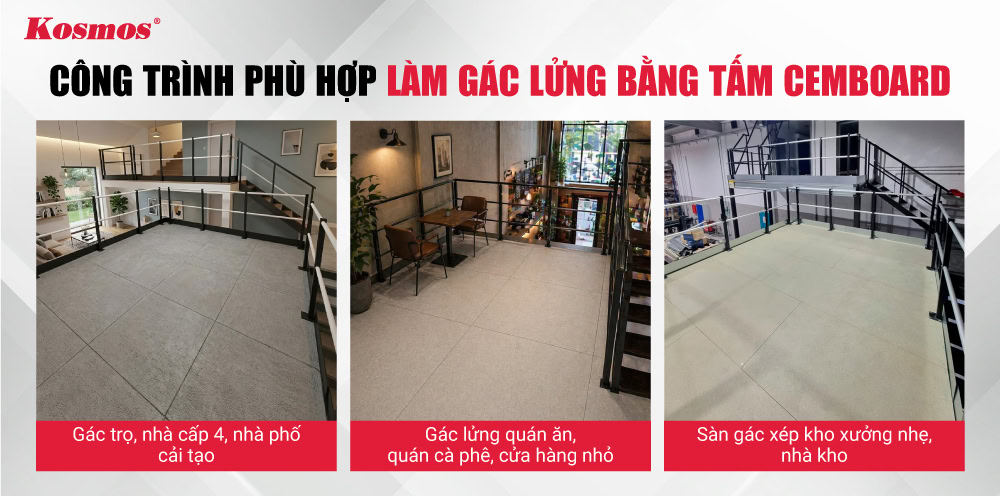 Công trình phù hợp làm gác lửng bằng tấm xi măng sợi