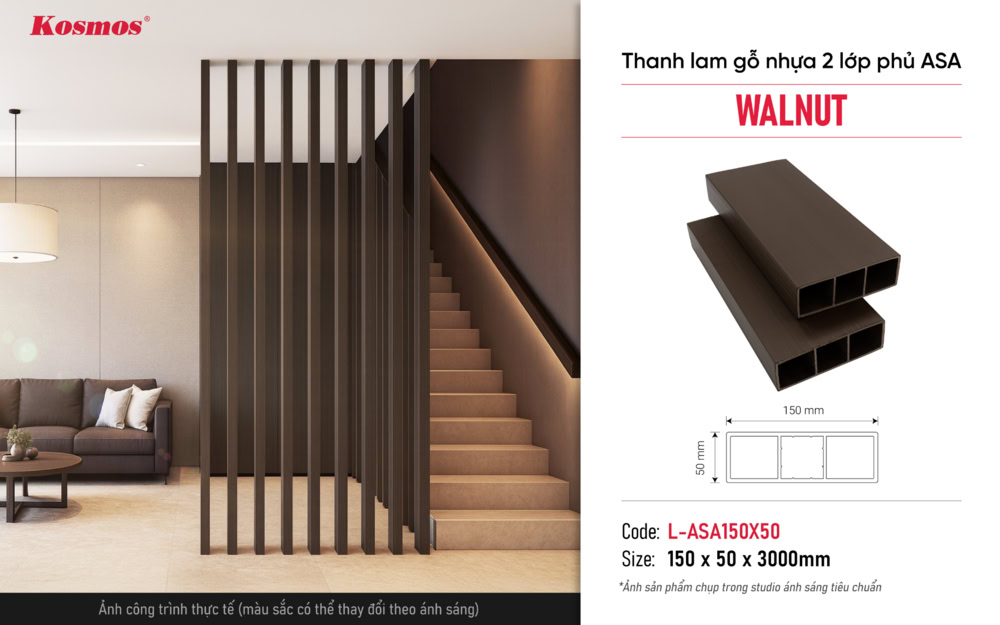 Công trình thực tế thi công lam gỗ nhựa phủ ASA L-ASA150X50 Walnut