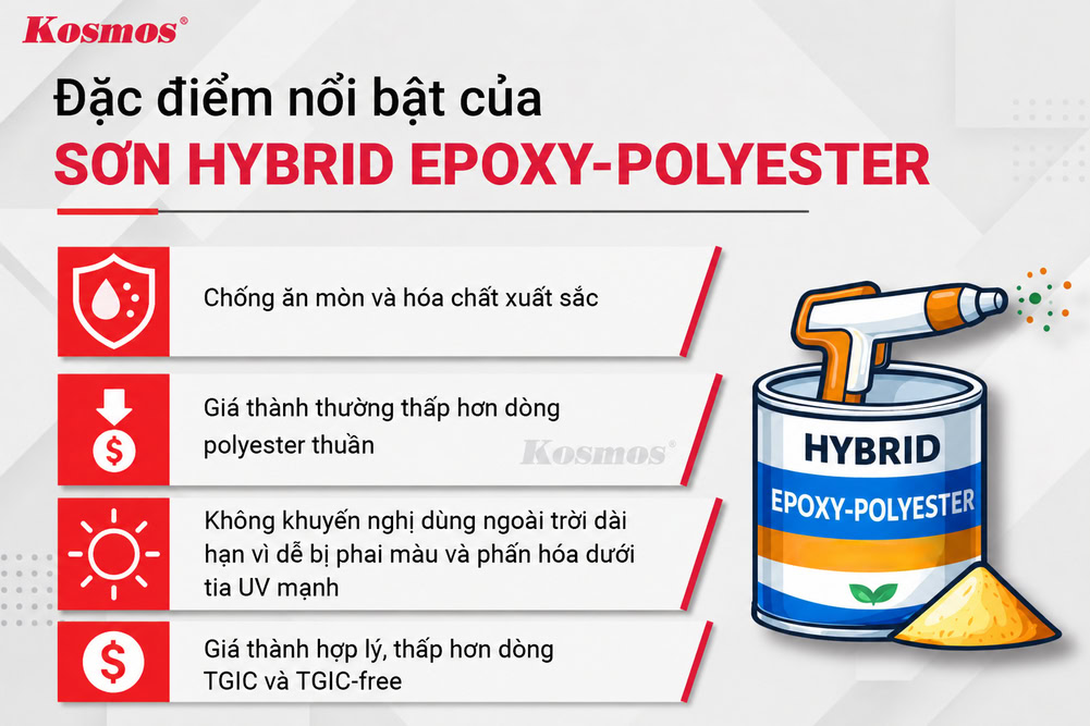 Đặc điểm chính của sơn polyester Hybrid epoxy-polyester
