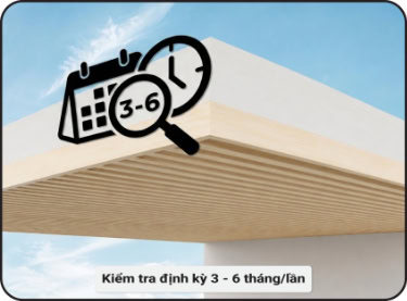 Định kỳ 3 - 6 tháng kiểm tra xem vít có bị bung, khung xương có bị rỉ sét, nếu có báo đơn vị thi công