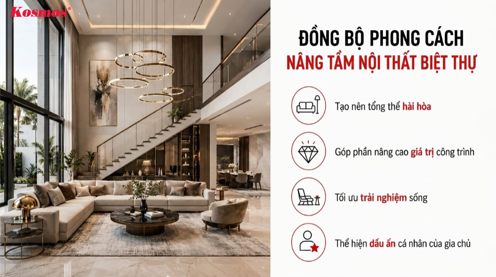 Đồng bộ phong cách thiết kế biệt thự mang lại nhiều lợi ích cho gia chủ