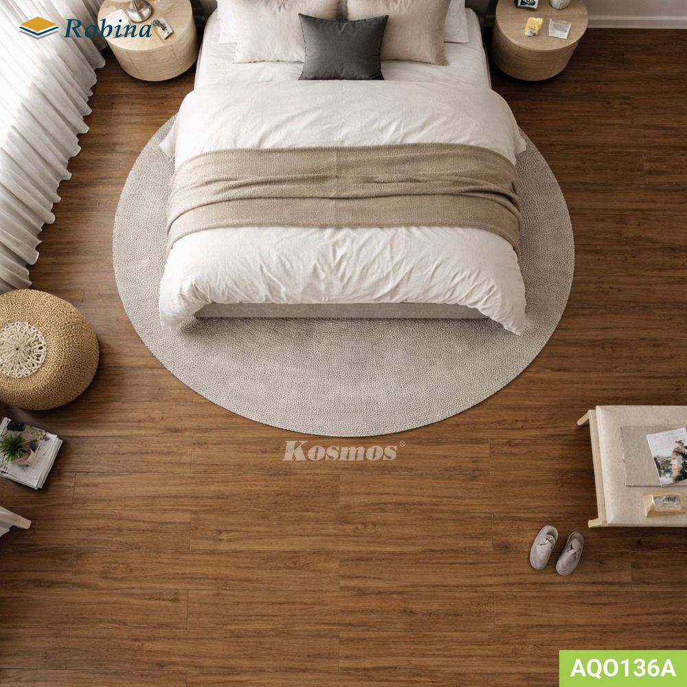 Hình công trình thực tế Robina Aqua AQO136A lót sàn phòng ngủ
