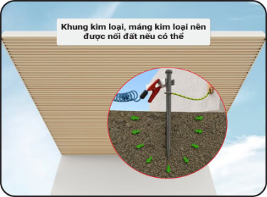 Khung kim loại, máng kim loại nên được nối đất nếu có thể