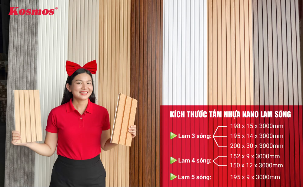 Kích thước của tấm nhựa Nano lam sóng