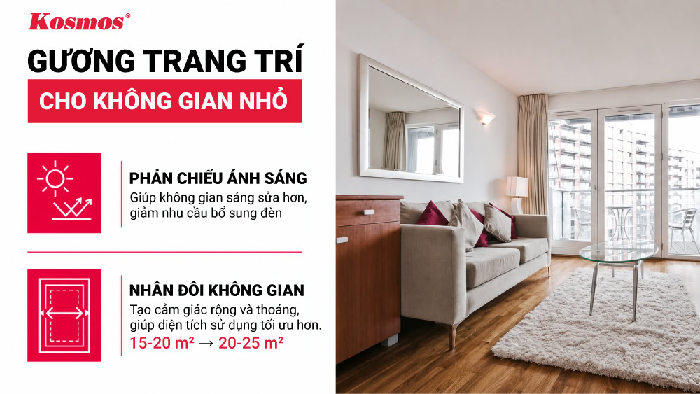 Loại ích khi trang trí tường sơn gốc nước bằng gương