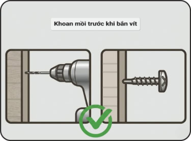 Luôn khoan mồi trước khi bắn vít inox