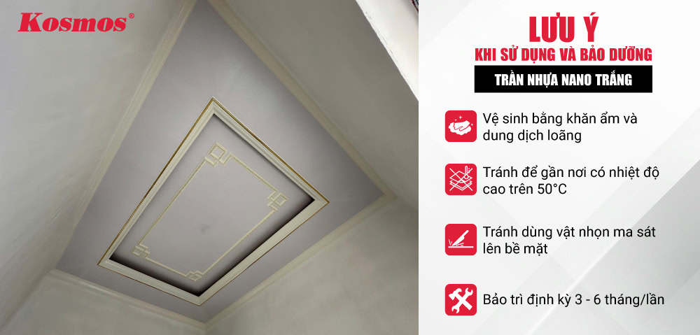 Lưu ý khi sử dụng và bảo dưỡng trần nhựa trắng Lưu ý khi sử dụng và bảo dưỡng trần nhựa trắng