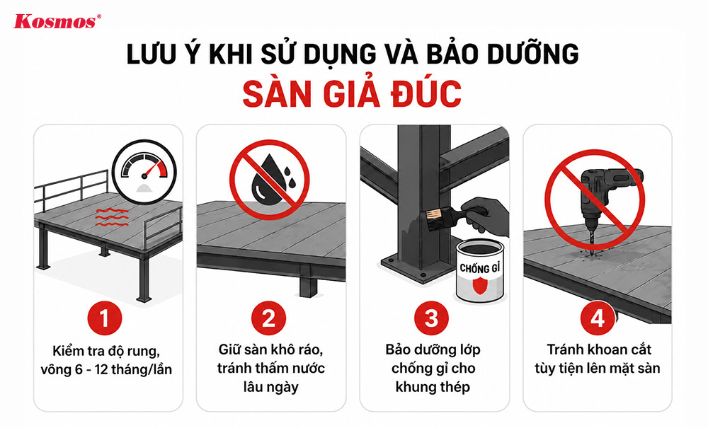 Lưu ý quan trọng trong quá trình sử dụng sàn giả đúc Lưu ý quan trọng trong quá trình sử dụng sàn giả đúc