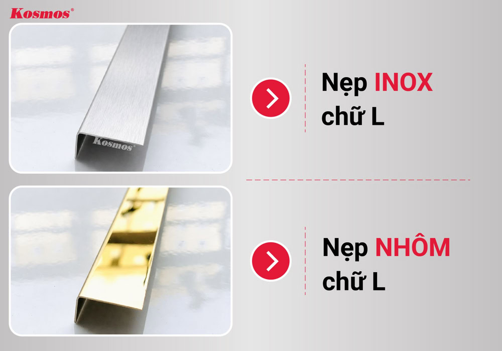 Mẫu nẹp inox L và nẹp nhôm L phổ biến trong trang trí nội thất Mẫu nẹp inox L và nẹp nhôm L phổ biến trong trang trí nội thất