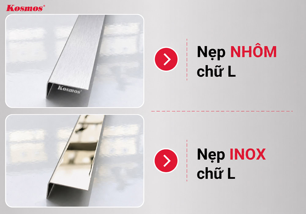 Mẫu nẹp inox L và nẹp nhôm L phổ biến trong trang trí nội thất Mẫu nẹp inox L và nẹp nhôm L phổ biến trong trang trí nội thất