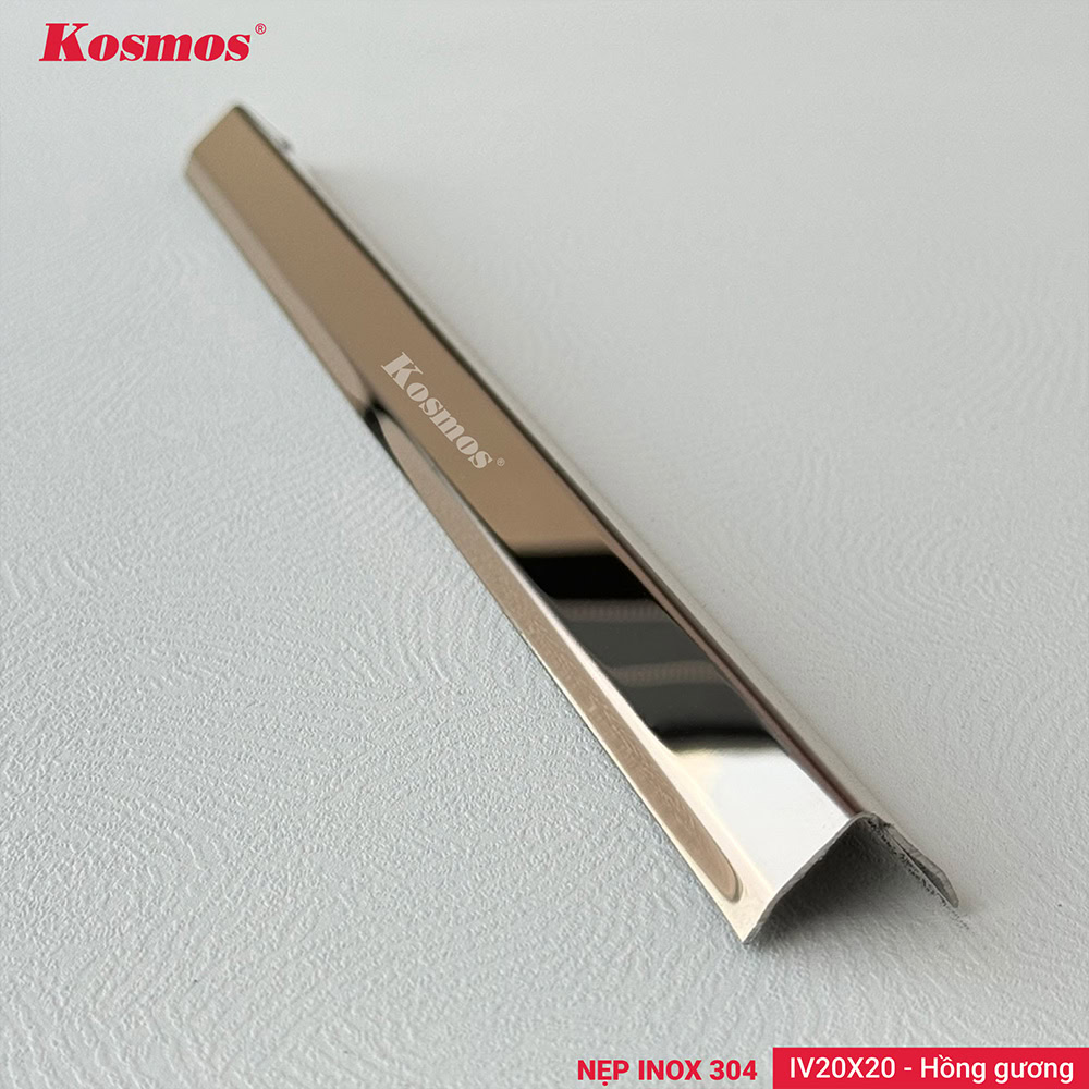 Mẫu nẹp V inox 304 hồng gương Kosmos