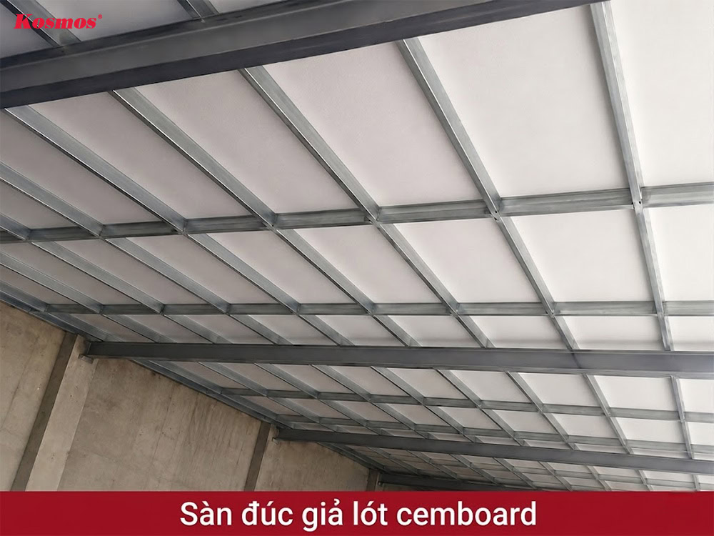 Mẫu sàn đúc giả sử dụng cemboard làm vật liệu lót sàn Mẫu sàn đúc giả sử dụng cemboard làm vật liệu lót sàn