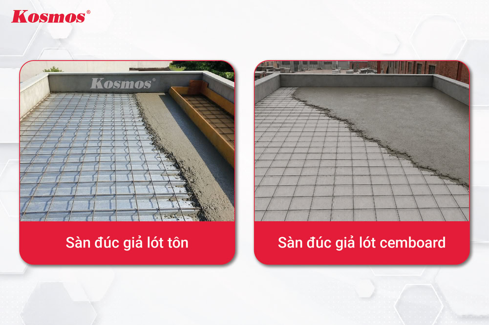 Mẫu sàn giả đúc lót tôn và lót cemboard nâng tầng công trình Mẫu sàn giả đúc lót tôn và lót cemboard nâng tầng công trình