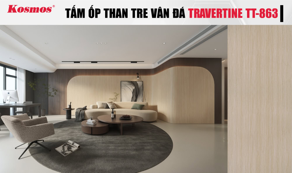 Mẫu tấm ốp đa năng giả vân đá Travertine tự nhiên, thô mộc