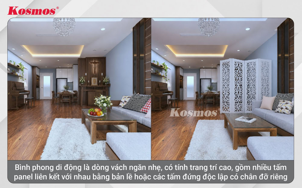 Mẫu vách ngăn bình phong di động thẩm mỹ cao