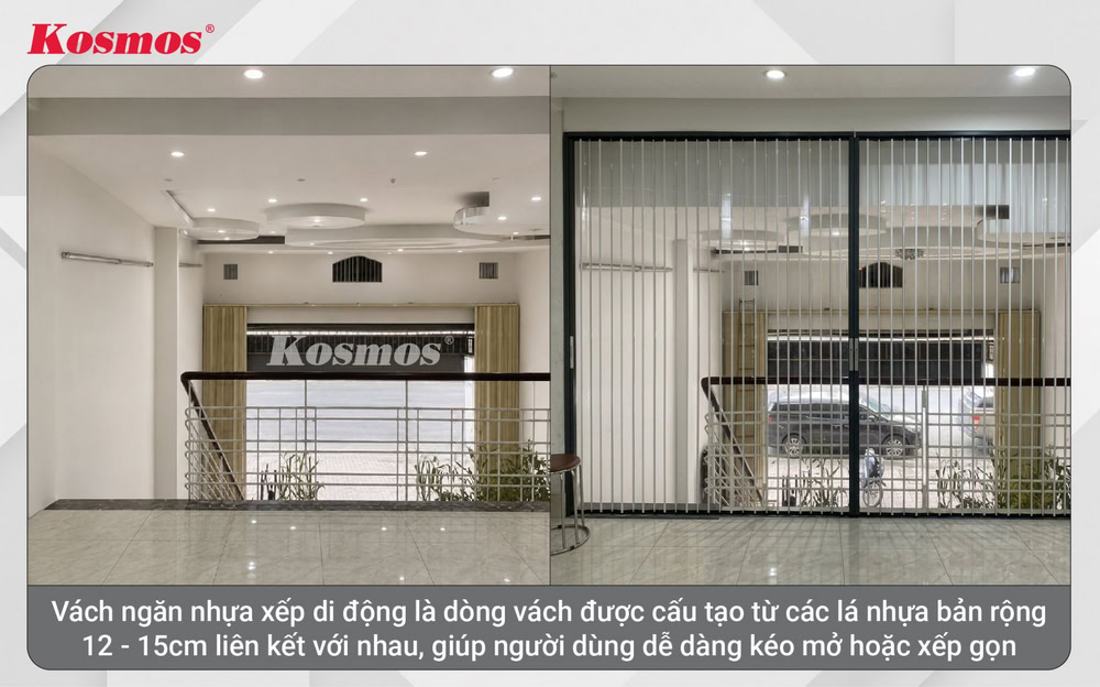 Mẫu vách ngăn nhựa xếp lá di động
