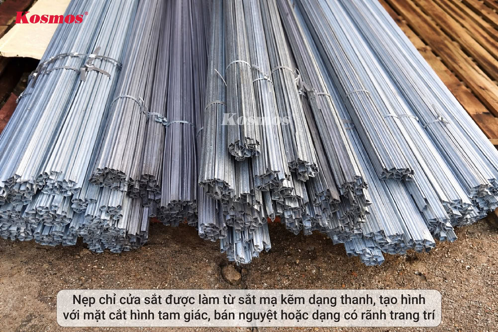 Nẹp chỉ sắt có mặt cắt hình tam giác, bán nguyệt hoặc dạng có rãnh