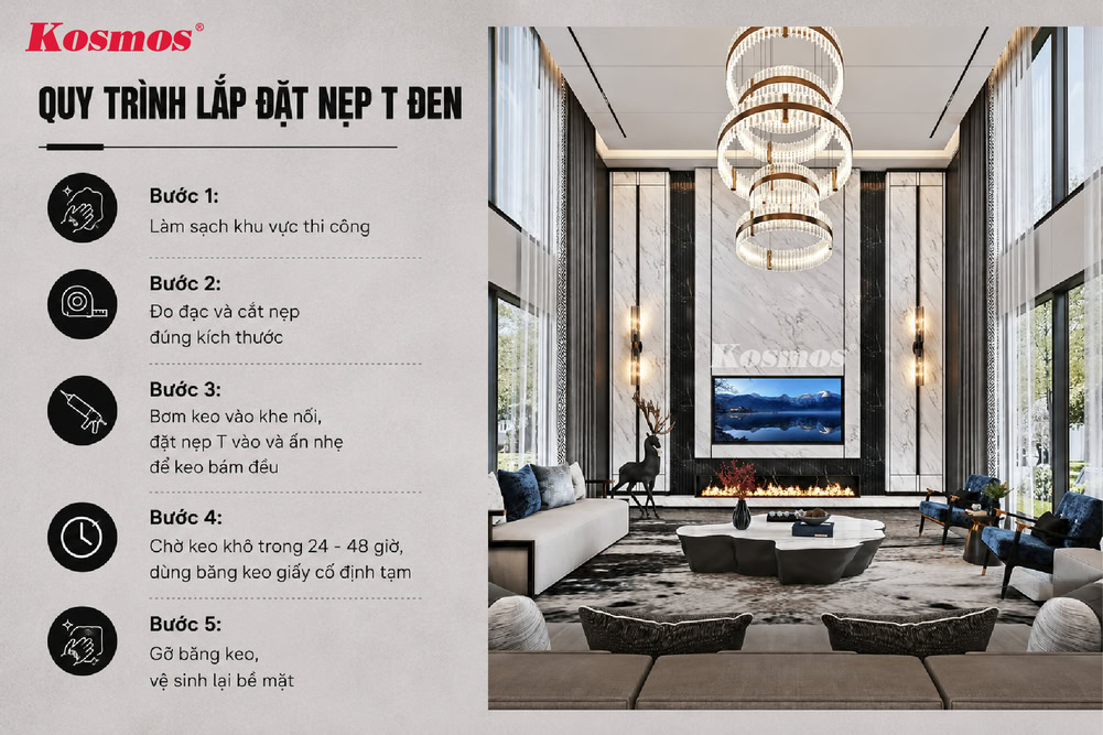 Quy trình lắp đặt nẹp T đen Quy trình lắp đặt nẹp T đen