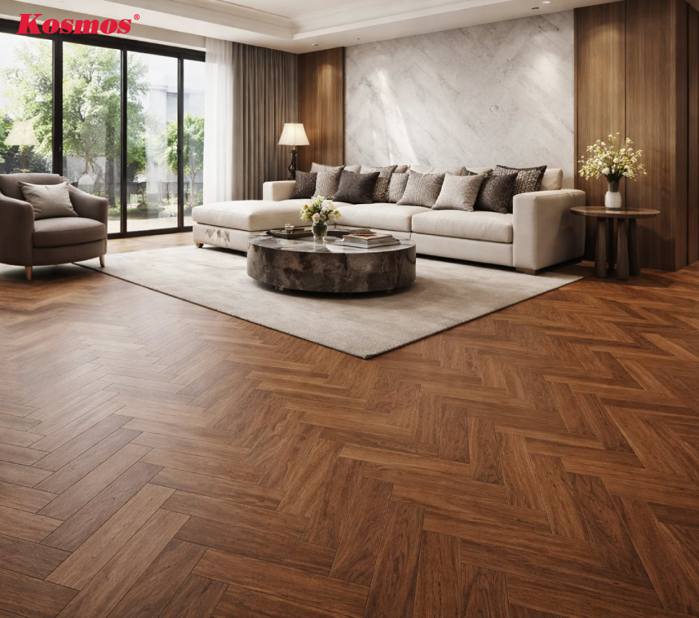 Sàn gỗ xương cá Herringbone tạo điểm nhấn không gian nội thất Sàn gỗ xương cá Herringbone tạo điểm nhấn không gian nội thất