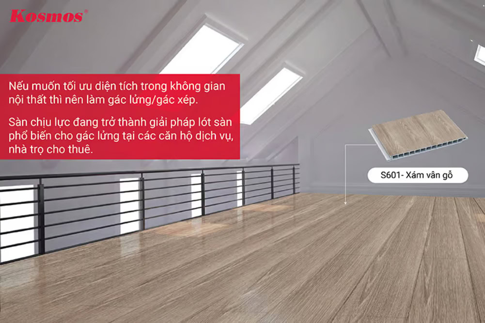 Sàn nhựa chịu lực là giải pháp lót sàn gác lửng, gác xép phổ biến Sàn nhựa chịu lực là giải pháp lót sàn gác lửng, gác xép phổ biến