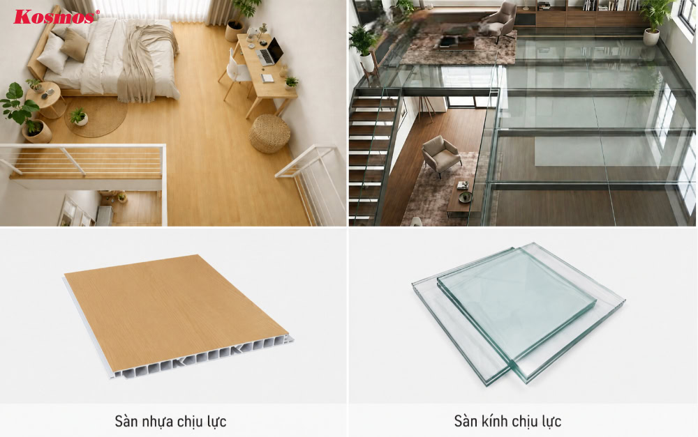 Sàn nhựa chịu lực và sàn kính chịu lực là hai giải pháp thi công gác lửng hiện đại Sàn nhựa chịu lực và sàn kính chịu lực là hai giải pháp thi công gác lửng hiện đại