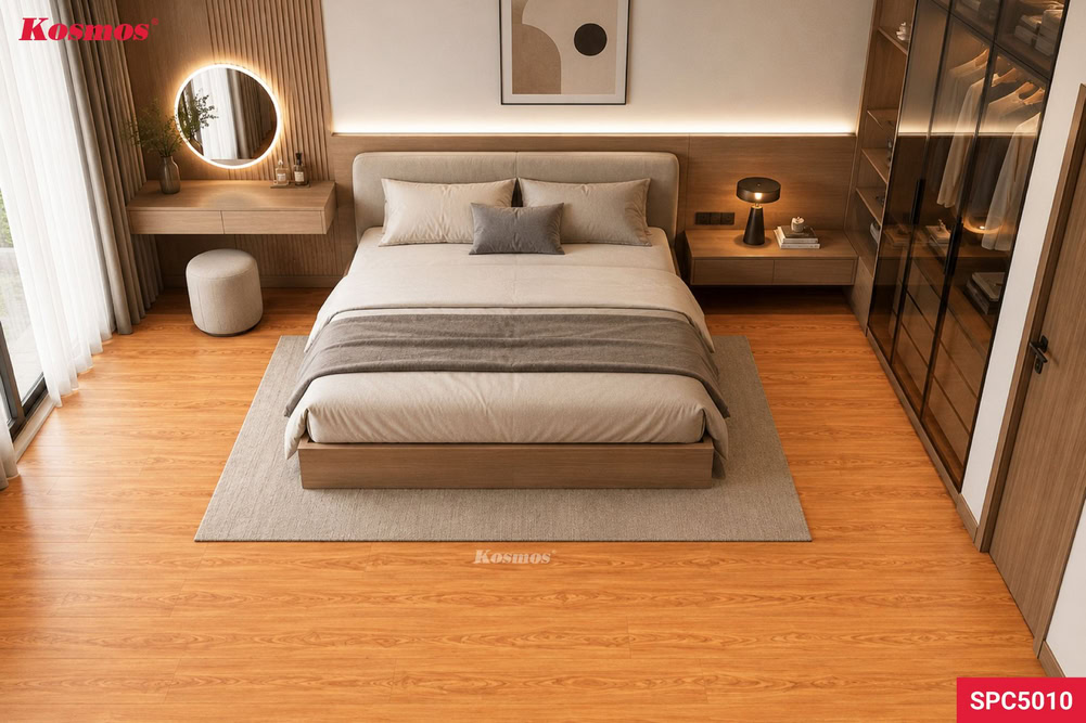 SPC5010 orange-yellow wood-grain vinyl flooring for bedroom