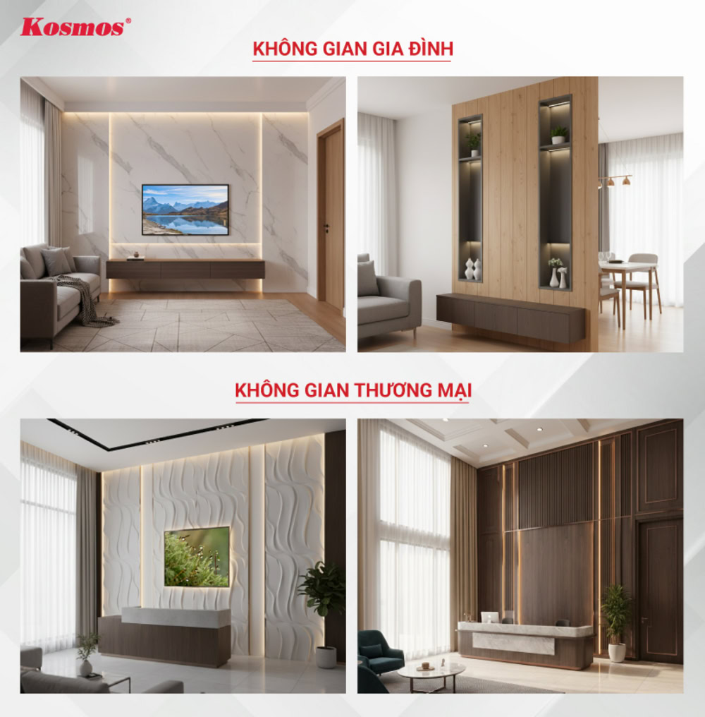 Tấm nhựa ốp tường Đài Loan phù hợp cho nhiều không gian nội thất