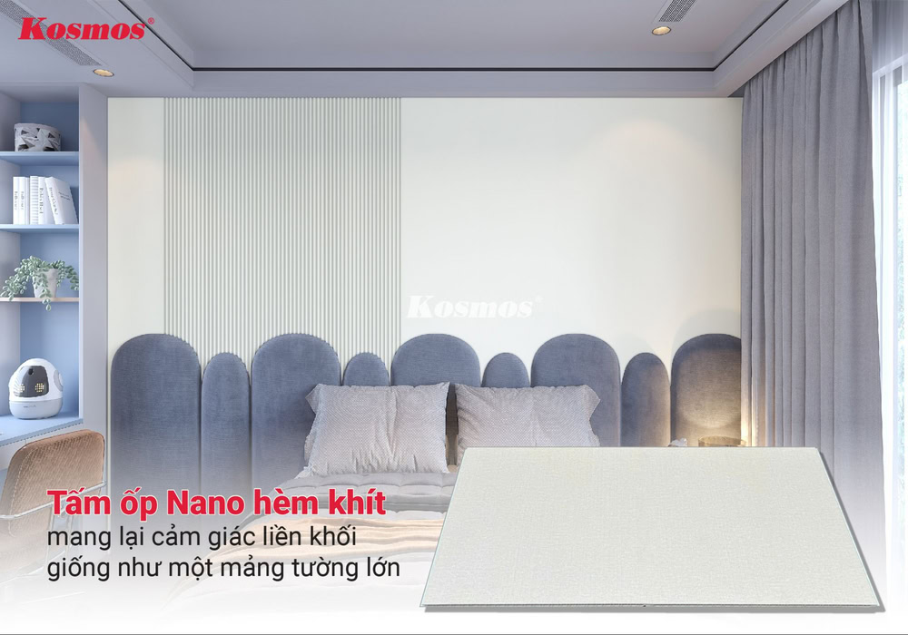 Tấm ốp Nano hèm khít mang lại cảm giác liền khối giống như một mảng tường lớn Tấm ốp Nano hèm khít mang lại cảm giác liền khối giống như một mảng tường lớn