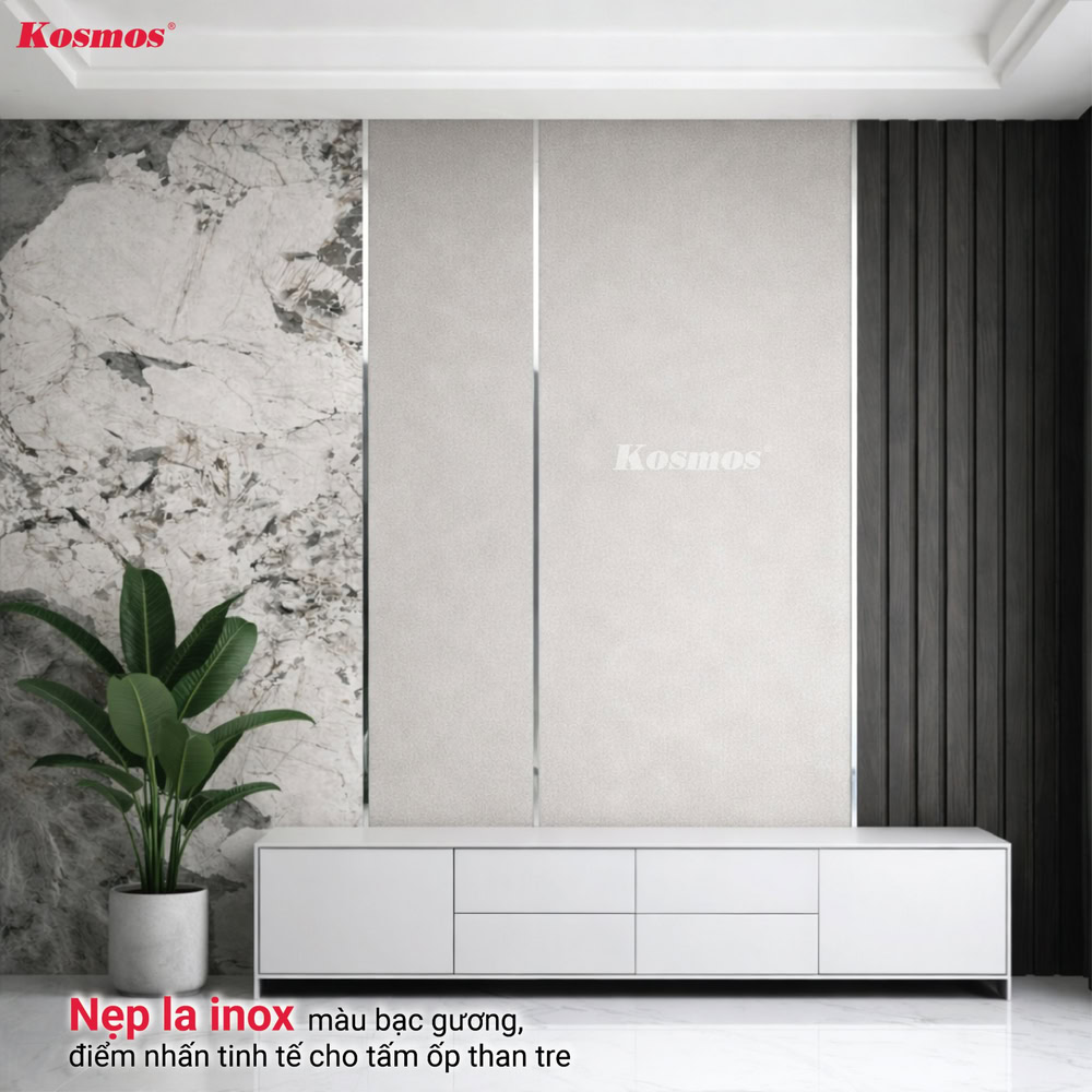 Thanh la inox màu bạc gương trang trí nội thất hiện đại