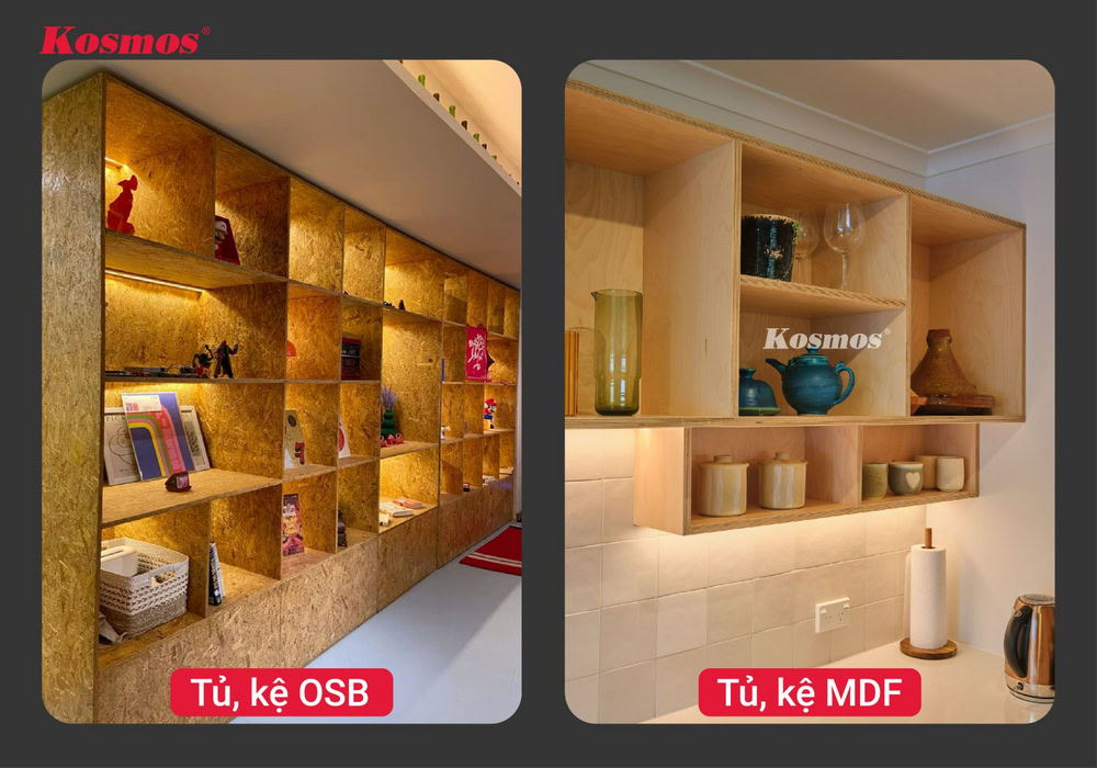 Tủ kệ từ ván OSB và ván MDF