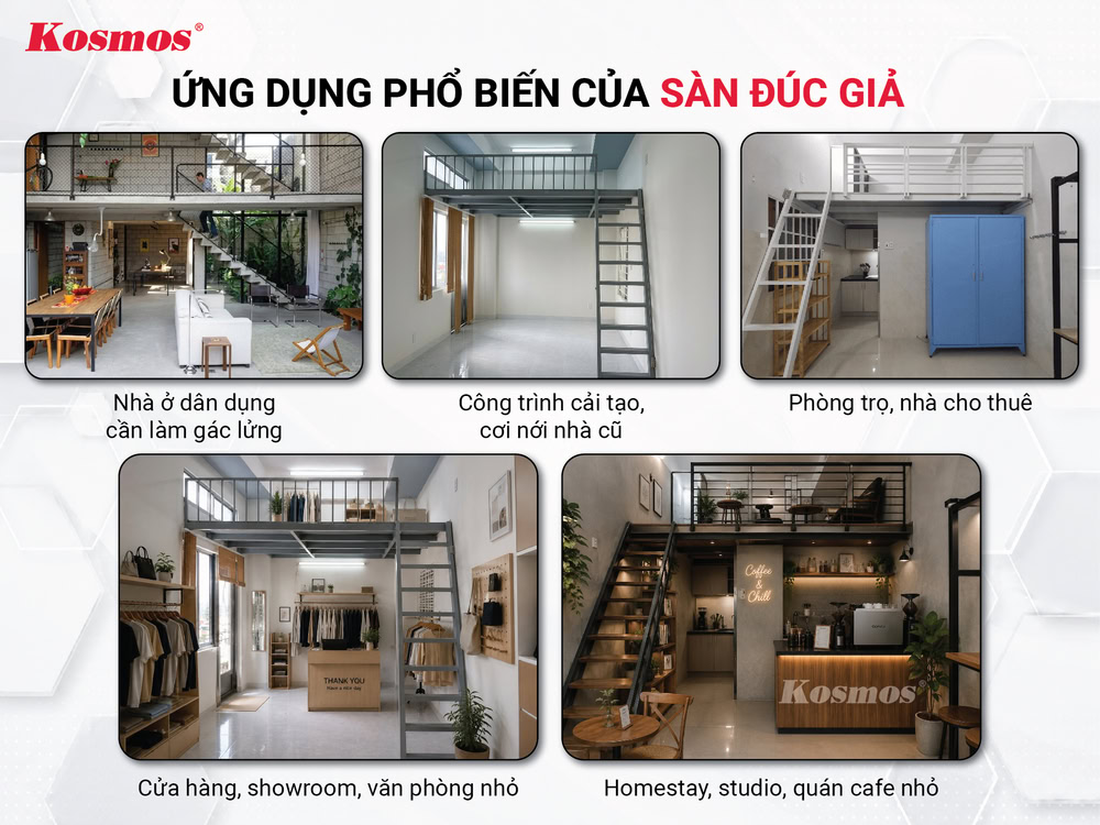 Ứng dụng phổ biến của sàn đúc giả Ứng dụng phổ biến của sàn đúc giả