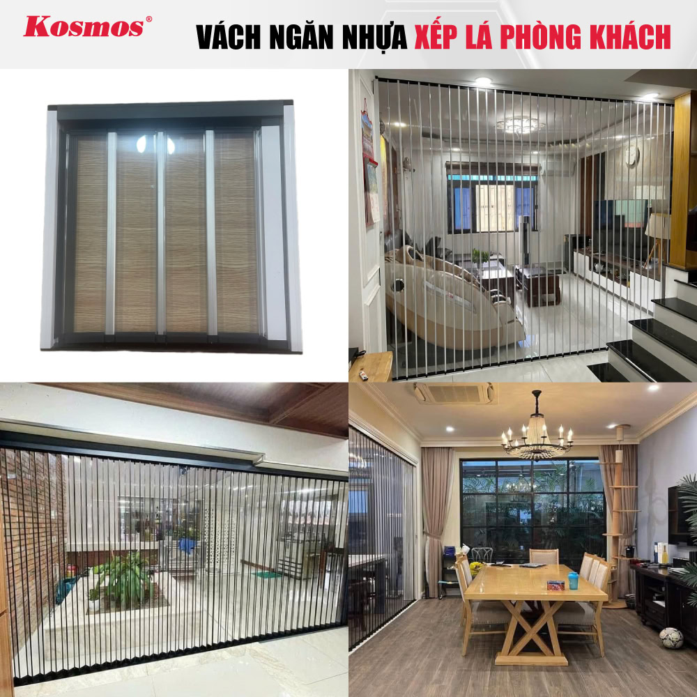 Ứng dụng tấm nhựa xếp lá làm vách ngăn phòng khách