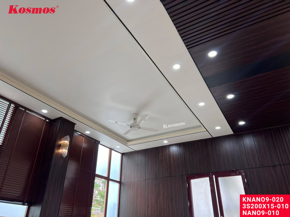 Ứng dụng tấm ốp nhựa màu trắng lắp đặt trần nội thất