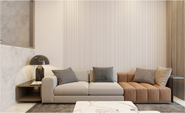Ứng dụng tấm ốp than tre tại phòng khách