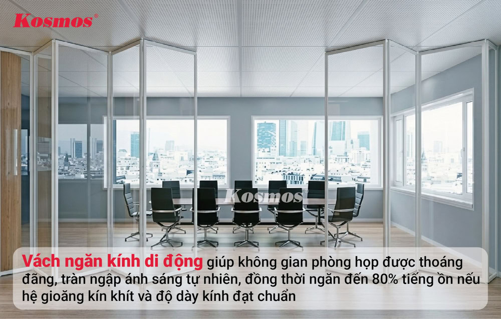 Ứng dụng vách kính di động cho không gian phòng họp