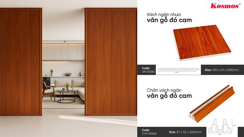 Ứng dụng vách ngăn nhựa giả gỗ VN-906M vào công trình thực tế