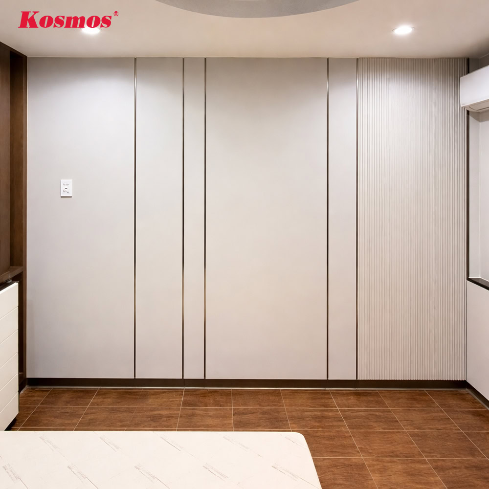 Vách tường trang trí bằng phụ kiện nẹp T đen nhôm