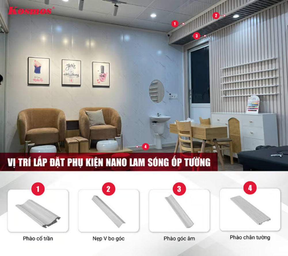 Vị trí lắp đặt phụ kiện Nano Lam Sóng ốp tường Vị trí lắp đặt phụ kiện Nano Lam Sóng ốp tường