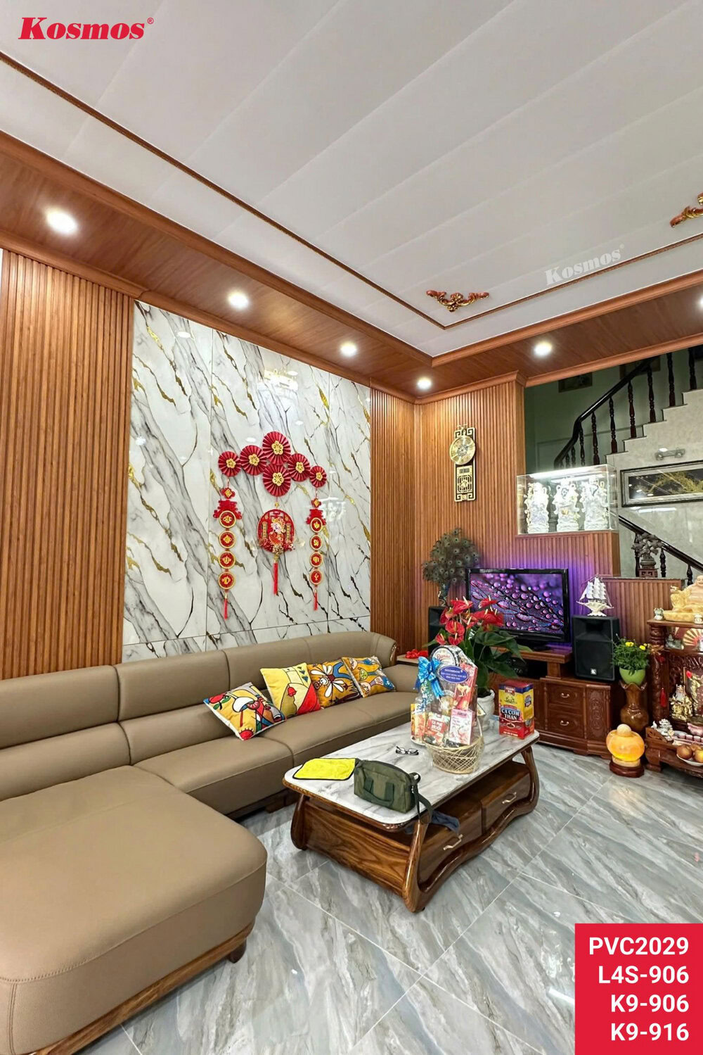 Ý tưởng thi công trần nhà bằng tấm ốp nhựa trắng vân giấy