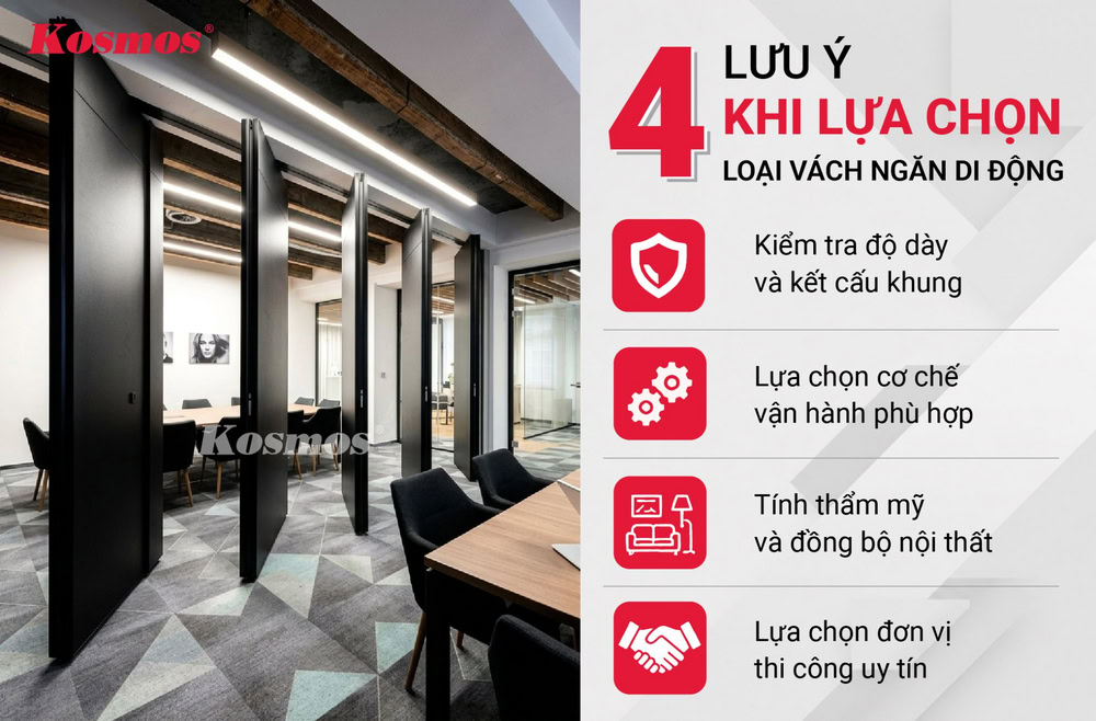 Yếu tố cần chú ý khi lựa chọn loại vách ngăn di động