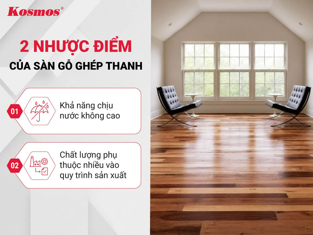 2 nhược điểm của sàn gỗ tự nhiên ghép thanh