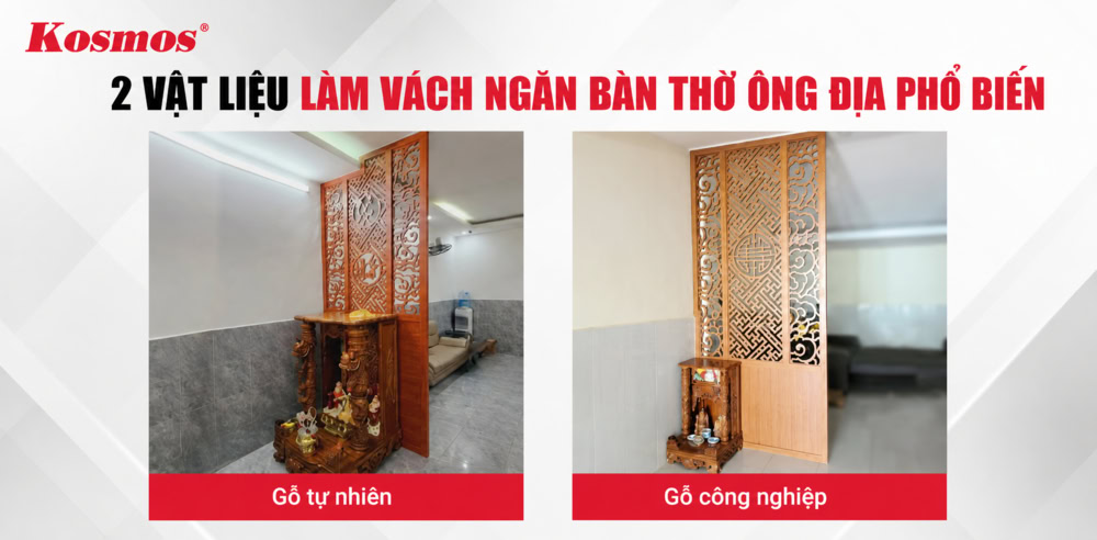 2 vật liệu làm vách ngăn bàn thờ Ông Địa phổ biến 2 vật liệu làm vách ngăn bàn thờ Ông Địa phổ biến