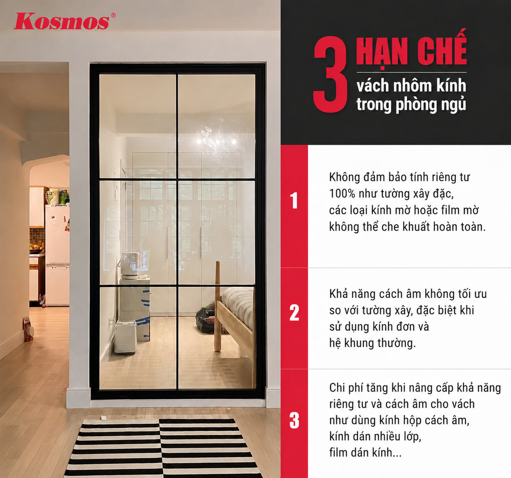 3 hạn chế của vách nhôm kính phòng ngủ 3 hạn chế của vách nhôm kính phòng ngủ