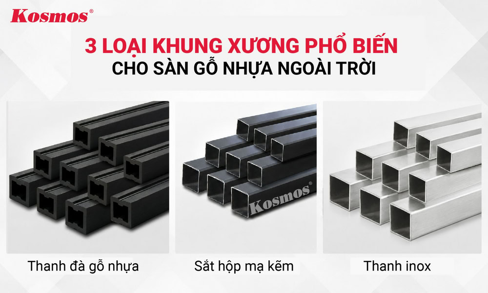 3 loại khung xương phổ biến cho sàn gỗ nhựa ngoài trời