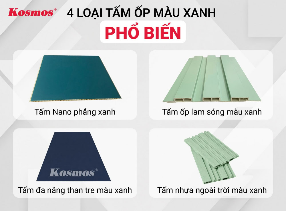 4 loại tấm ốp màu xanh phổ biến 4 loại tấm ốp màu xanh phổ biến
