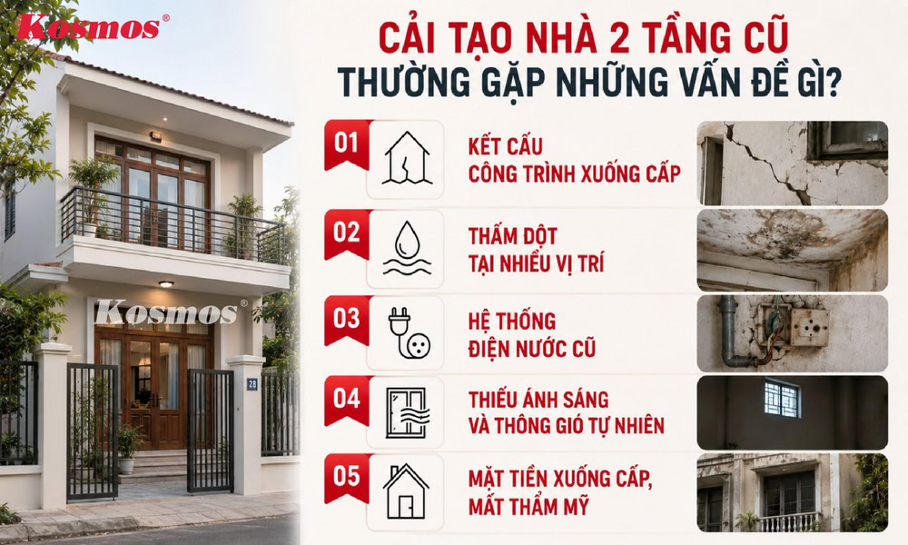 5 vấn đề nhiều gia đình thường gặp khi cải tạo nhà 2 tầng cũ 5 vấn đề nhiều gia đình thường gặp khi cải tạo nhà 2 tầng cũ